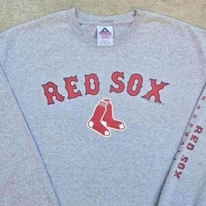 Boston Red Sox Mens Size 2XL 2004 Grey Graphic Print Longsleve t-shirt